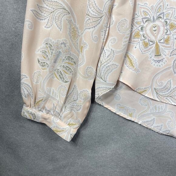 Loft Womens Floral Paisley Print Long Sleeve Semi Sheer Blouse Top Size Small - Picture 4 of 8